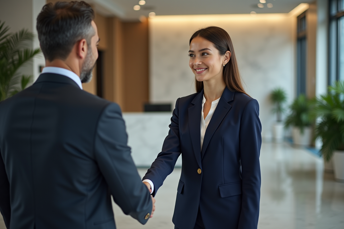 Jeune entrepreneure serrant la main d