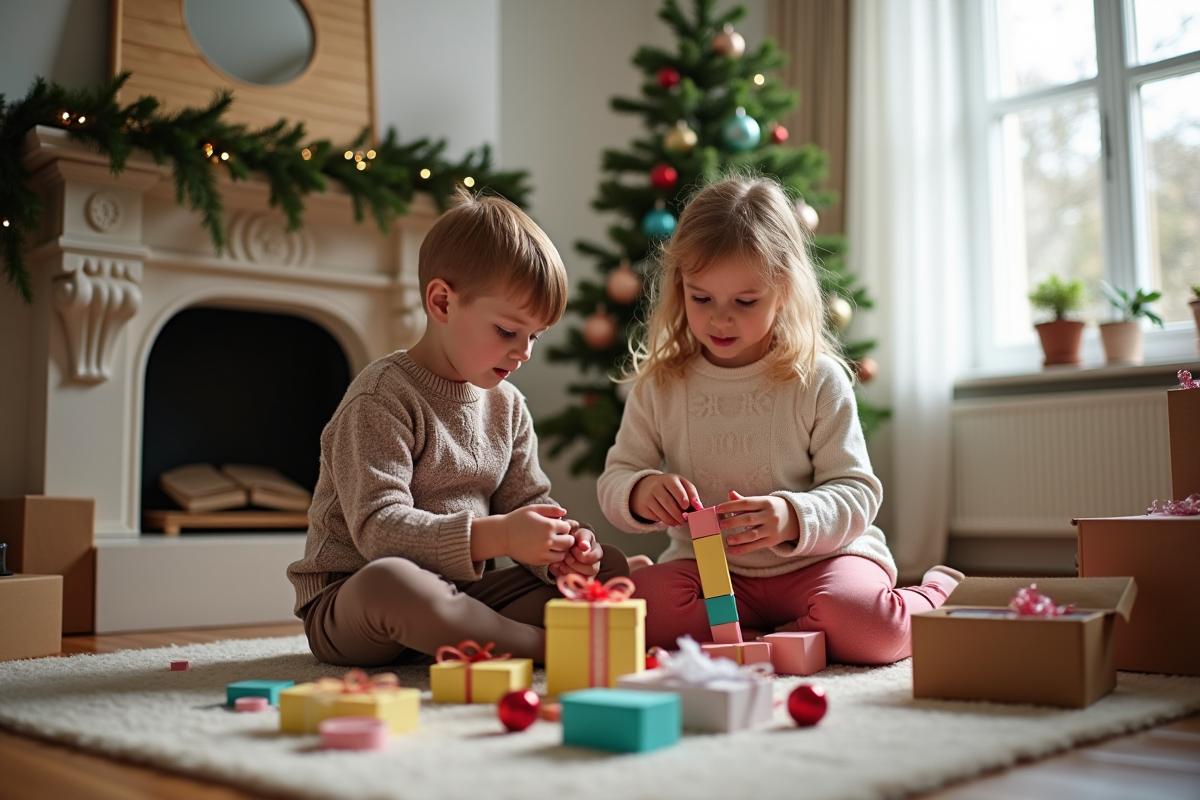 Enfants créant un calendrier de l