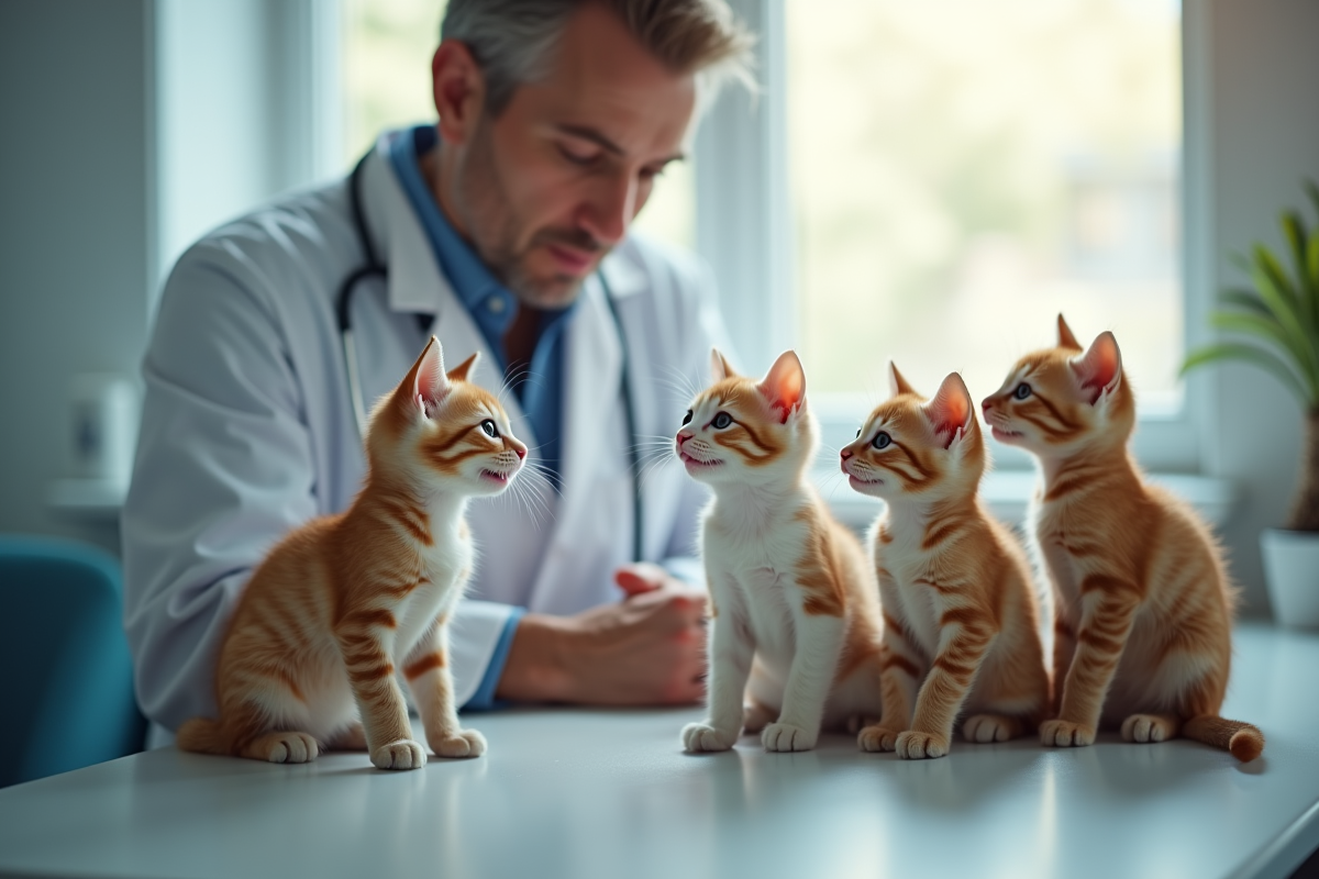 Chatons curieux autour d un vétérinaire dans une salle d examen