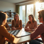 Groupe de personnes jouant à un jeu de société moderne