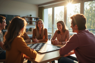 Groupe de personnes jouant à un jeu de société moderne