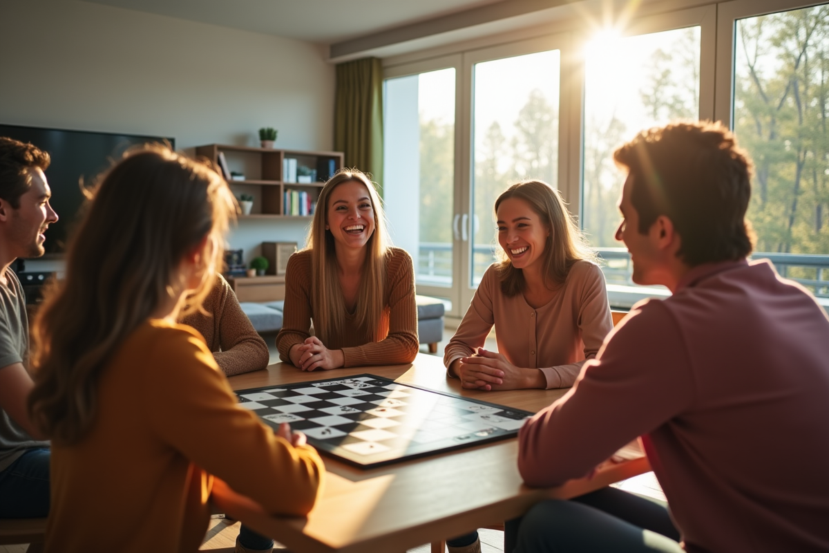 Groupe de personnes jouant à un jeu de société moderne