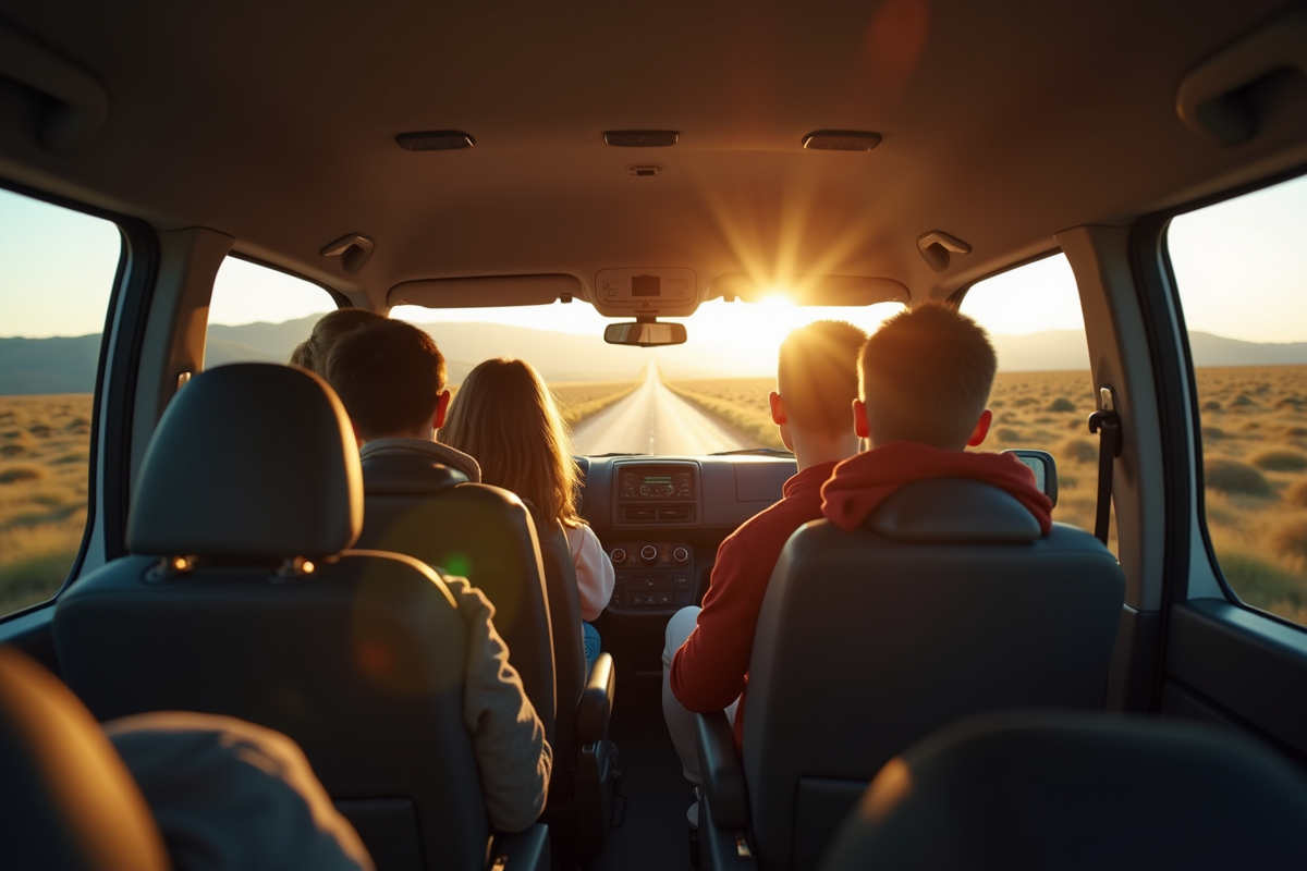 Intérieur Peugeot Expert avec passagers en voyage