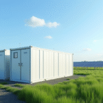 Installation moderne de batteries lithium pour stockage d énergie en campagne