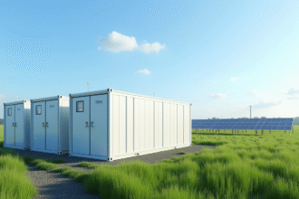 Installation moderne de batteries lithium pour stockage d énergie en campagne