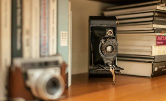 shallow focus photo of vintage black camera